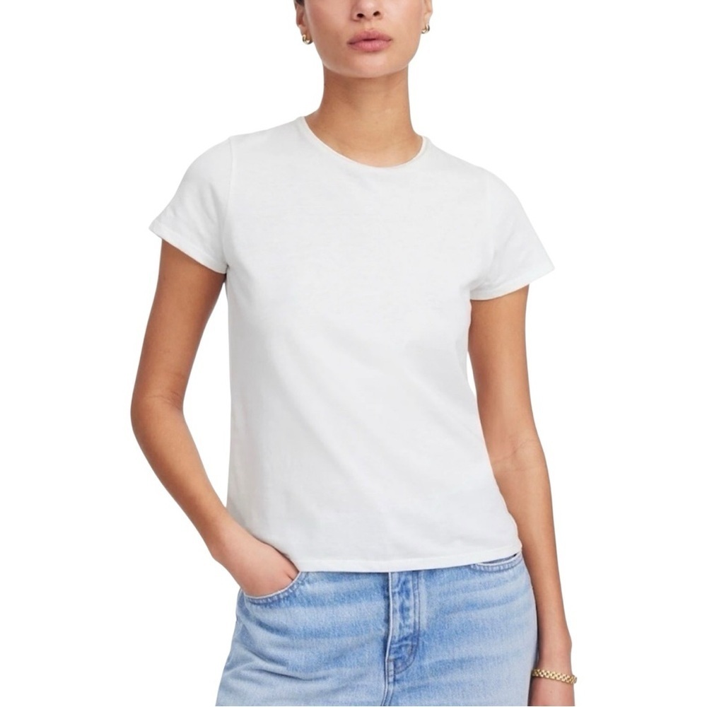 Madewell Slim Shrunken 100% Cotton Tee Shirt T-Shirt NWT XXS Classic White